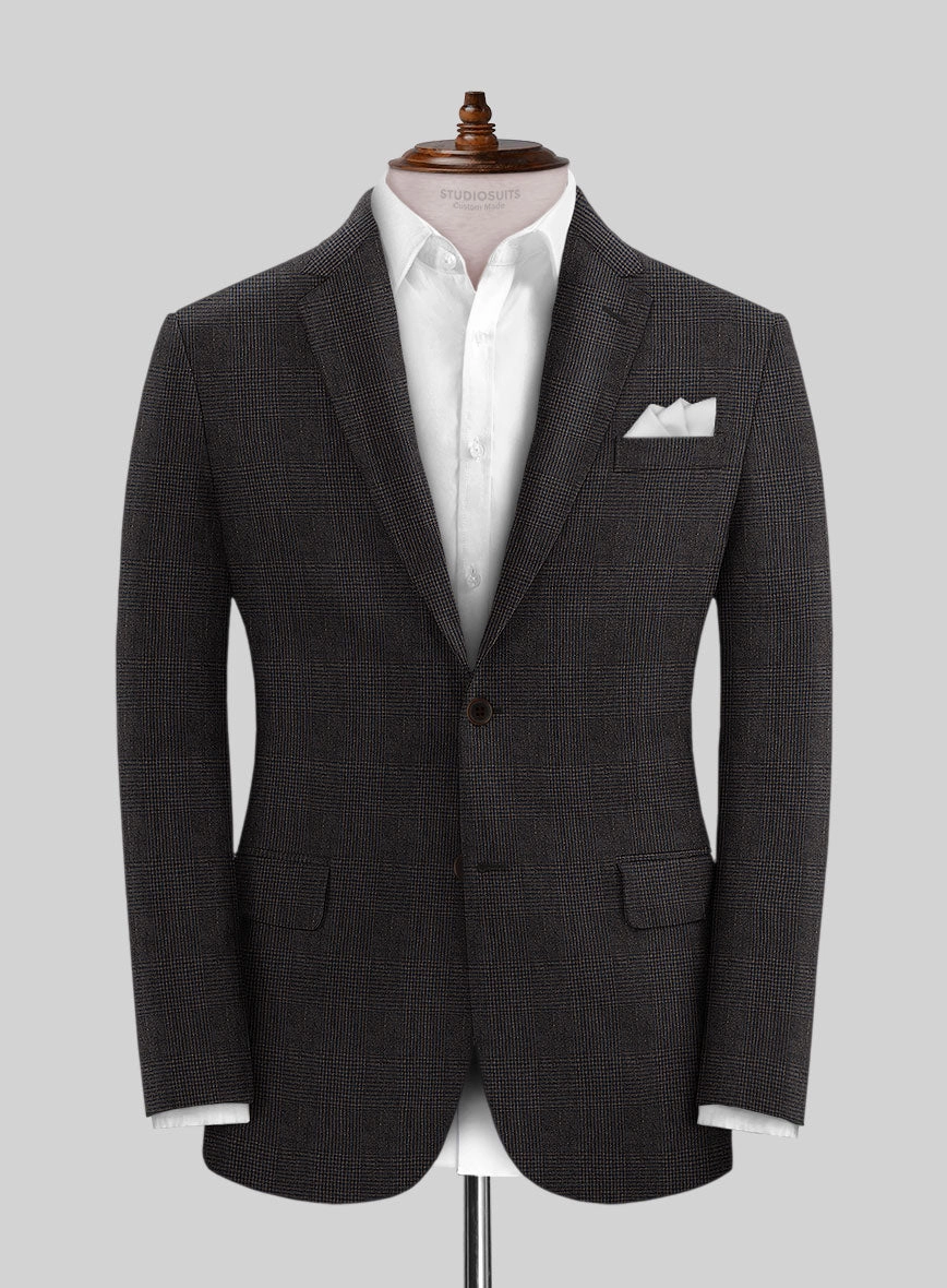 Solbiati Blue Brown Check Linen Suit