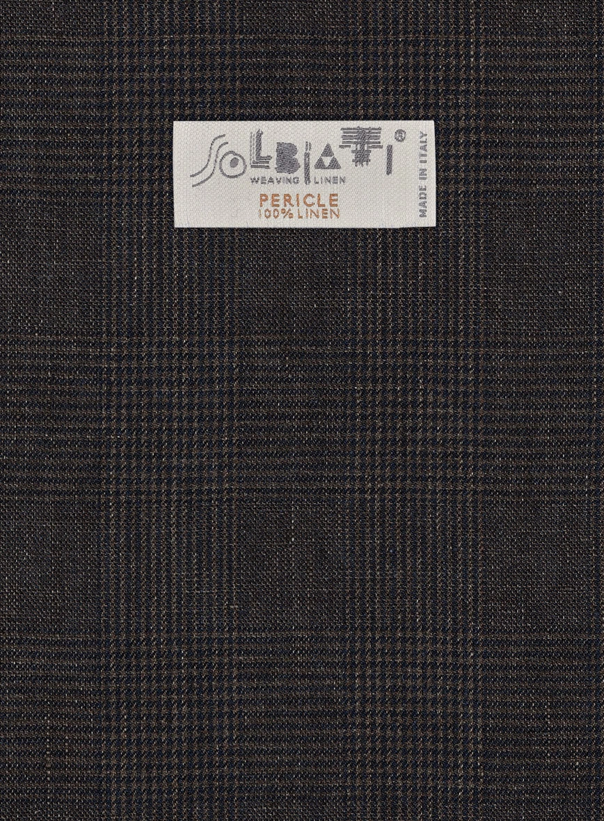 Solbiati Blue Brown Check Linen Suit
