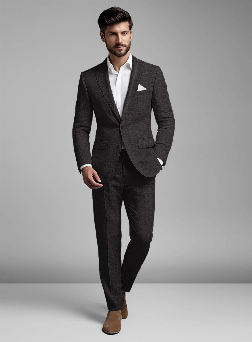 Solbiati Blue Brown Check Linen Suit