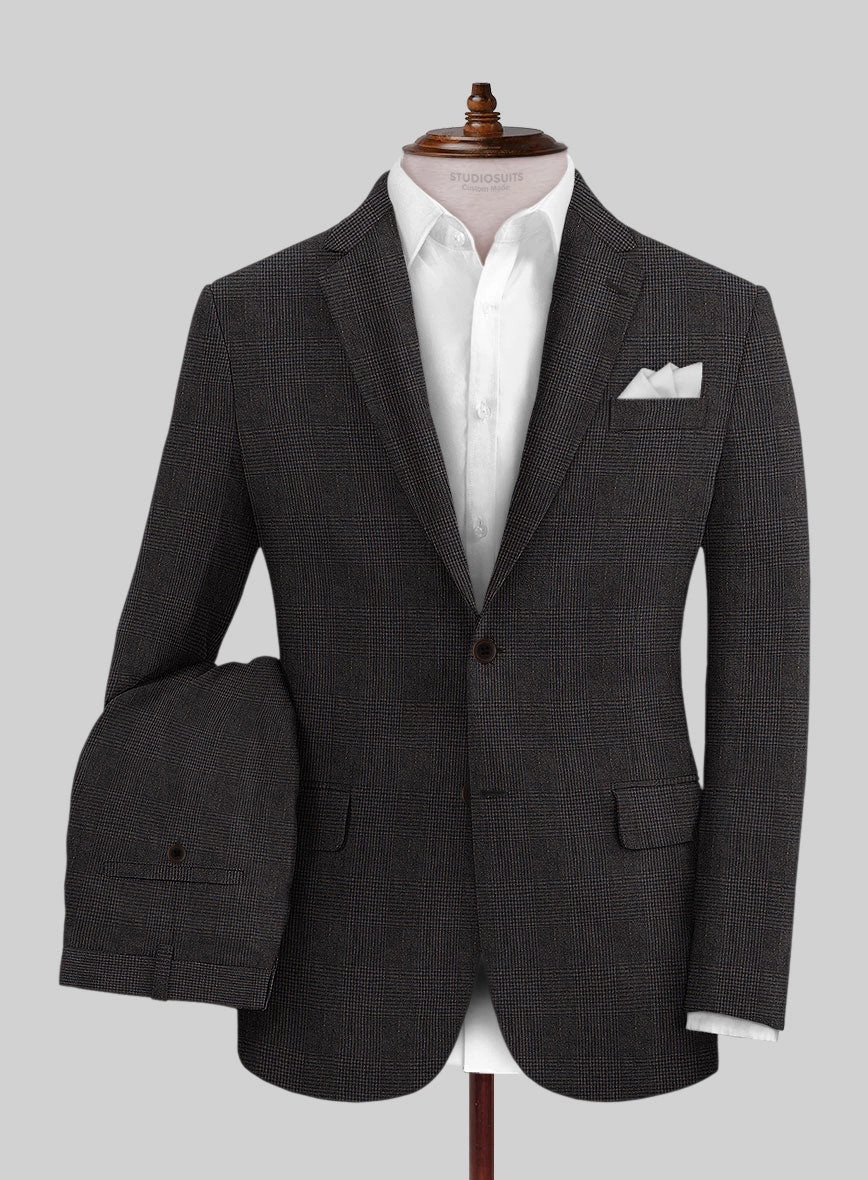 Solbiati Blue Brown Check Linen Suit