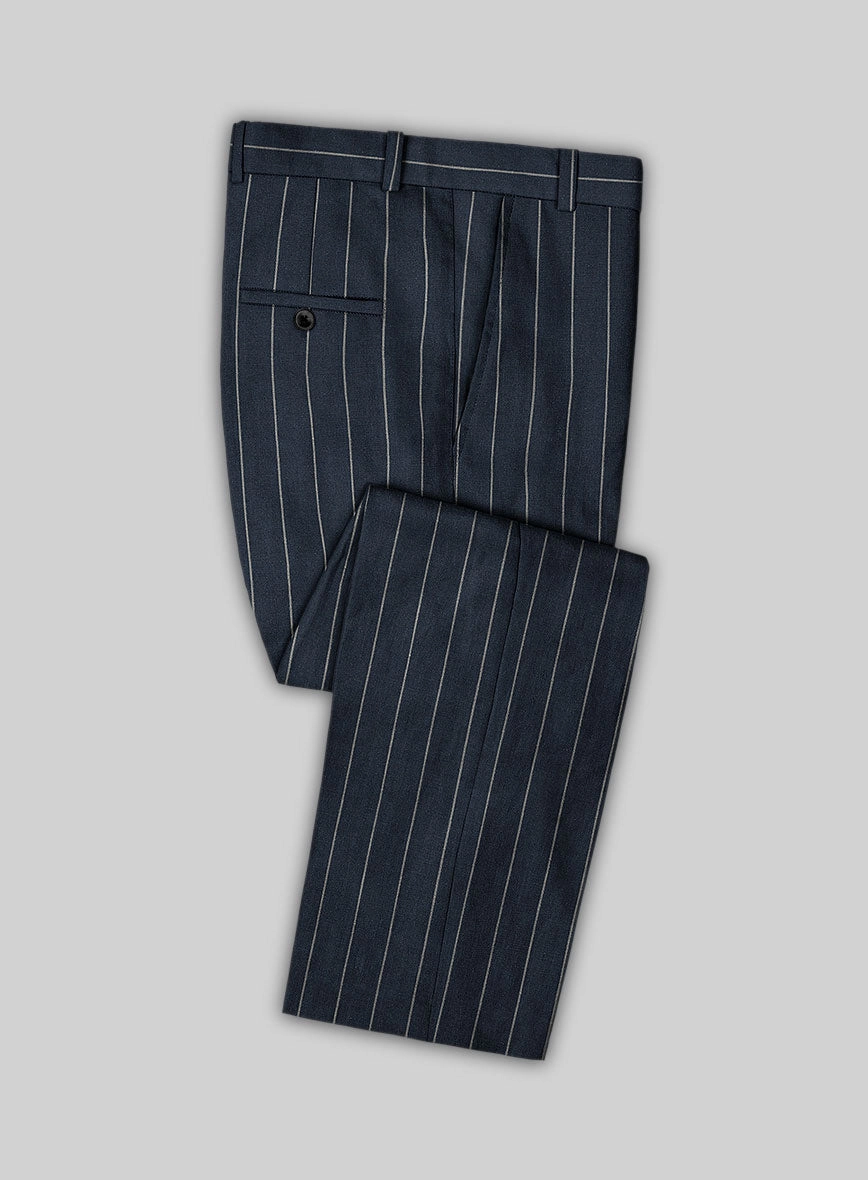 Solbiati Blue Wide Stripe Linen Suit