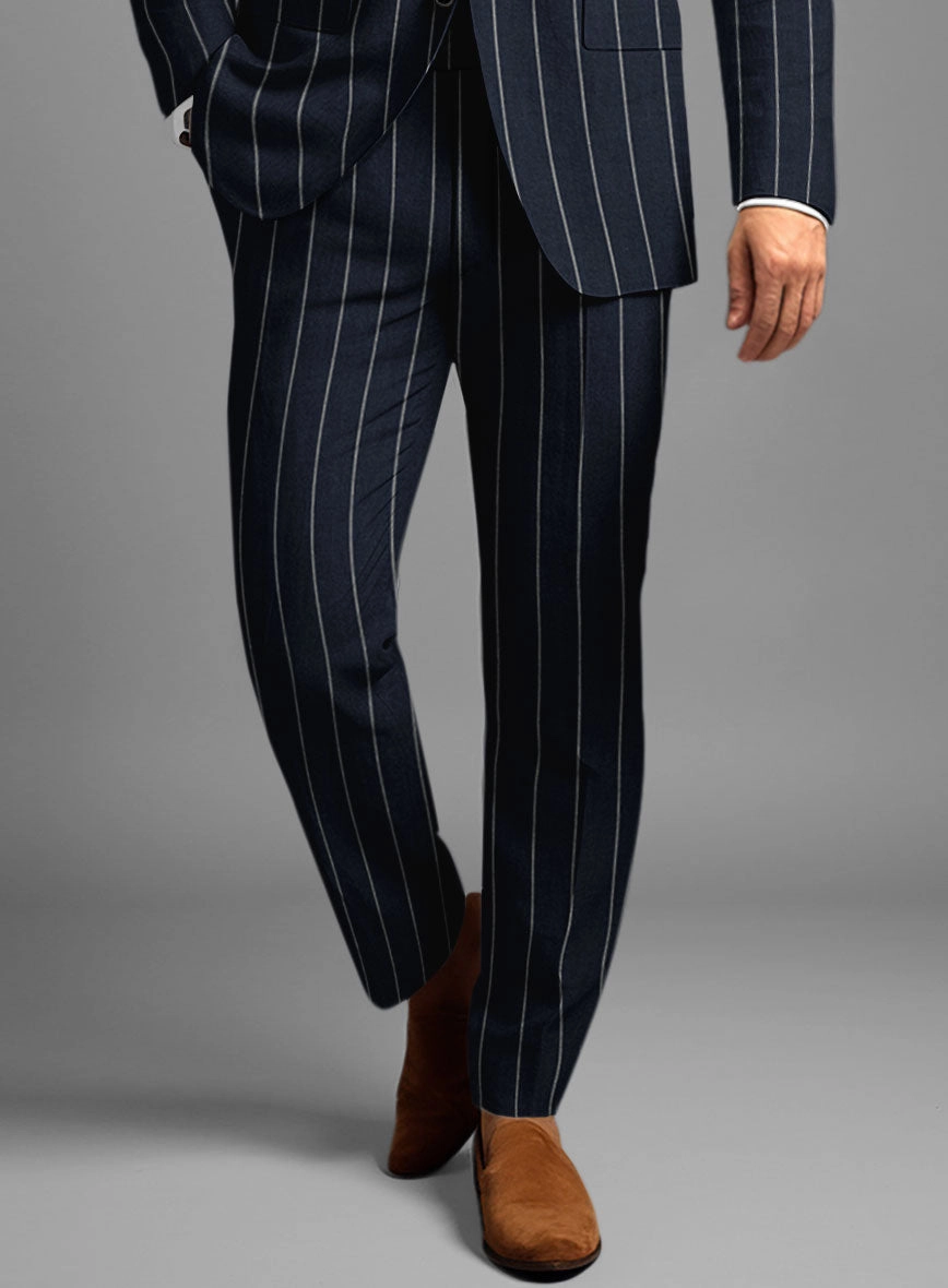 Solbiati Blue Wide Stripe Linen Suit
