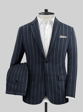 Solbiati Blue Wide Stripe Linen Suit