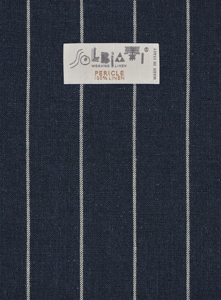 Solbiati Blue Wide Stripe Linen Suit