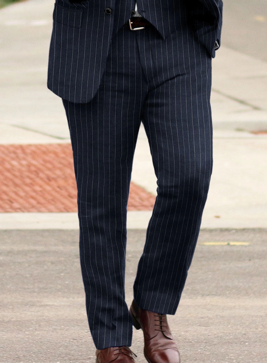 Solbiati Dark Blue Stripe Linen Suit