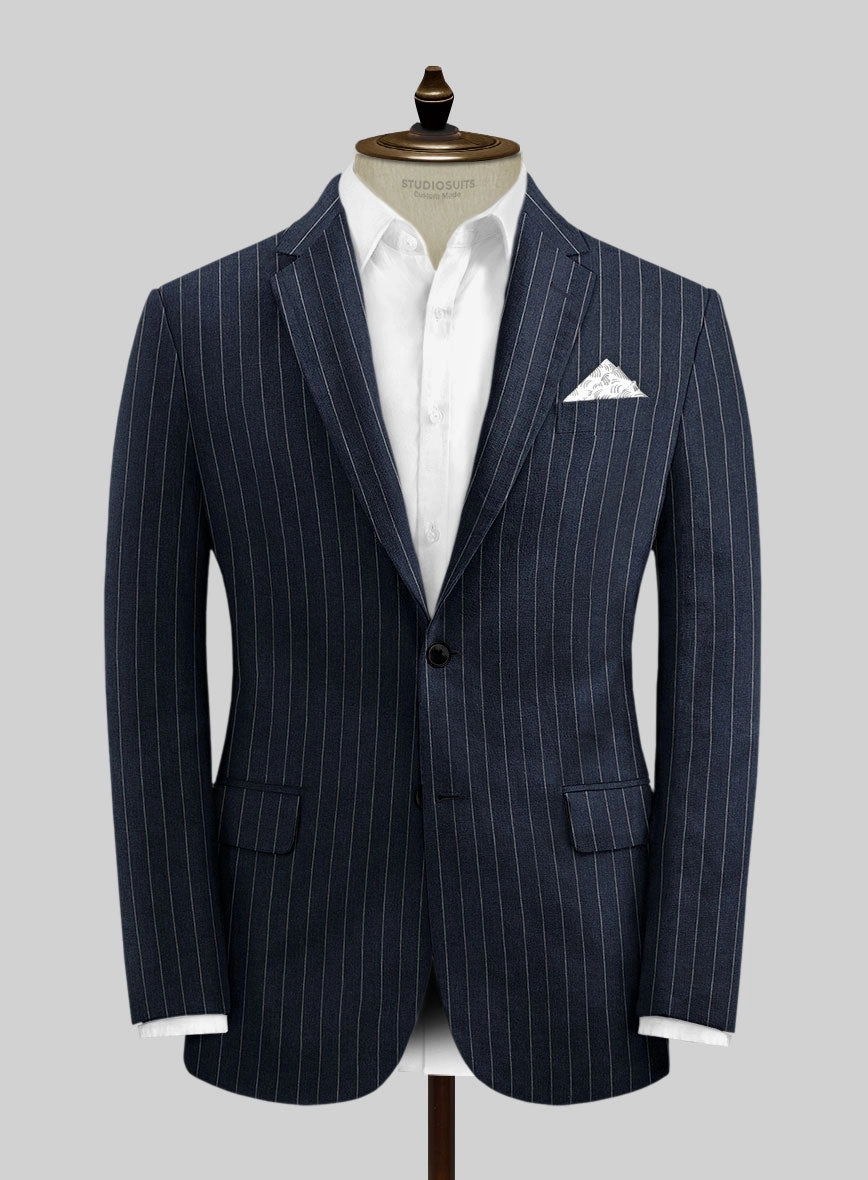 Solbiati Dark Blue Stripe Linen Suit