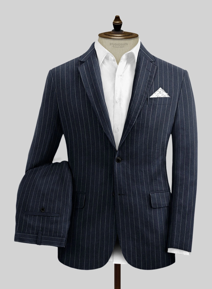 Solbiati Dark Blue Stripe Linen Suit