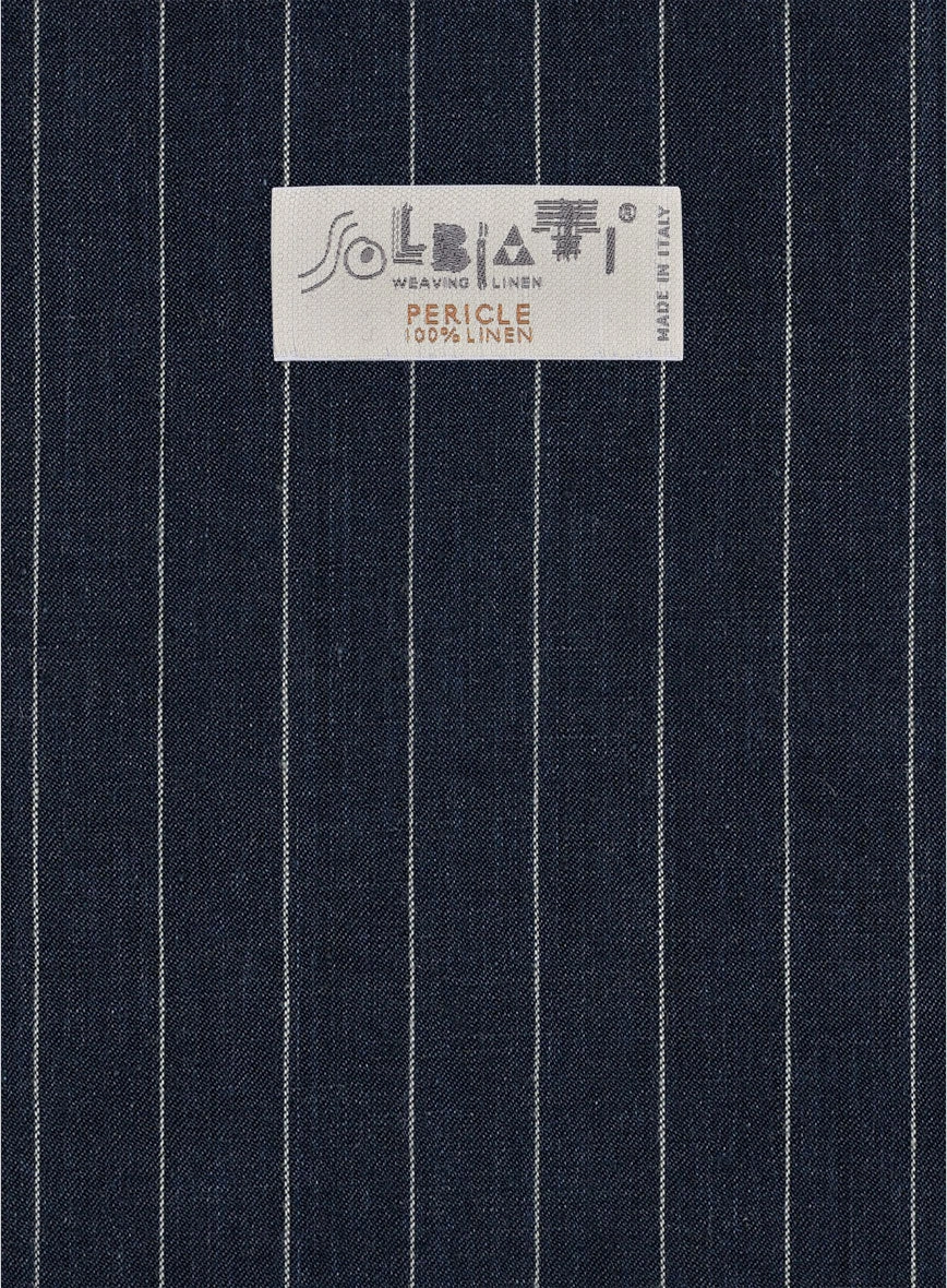 Solbiati Dark Blue Stripe Linen Suit