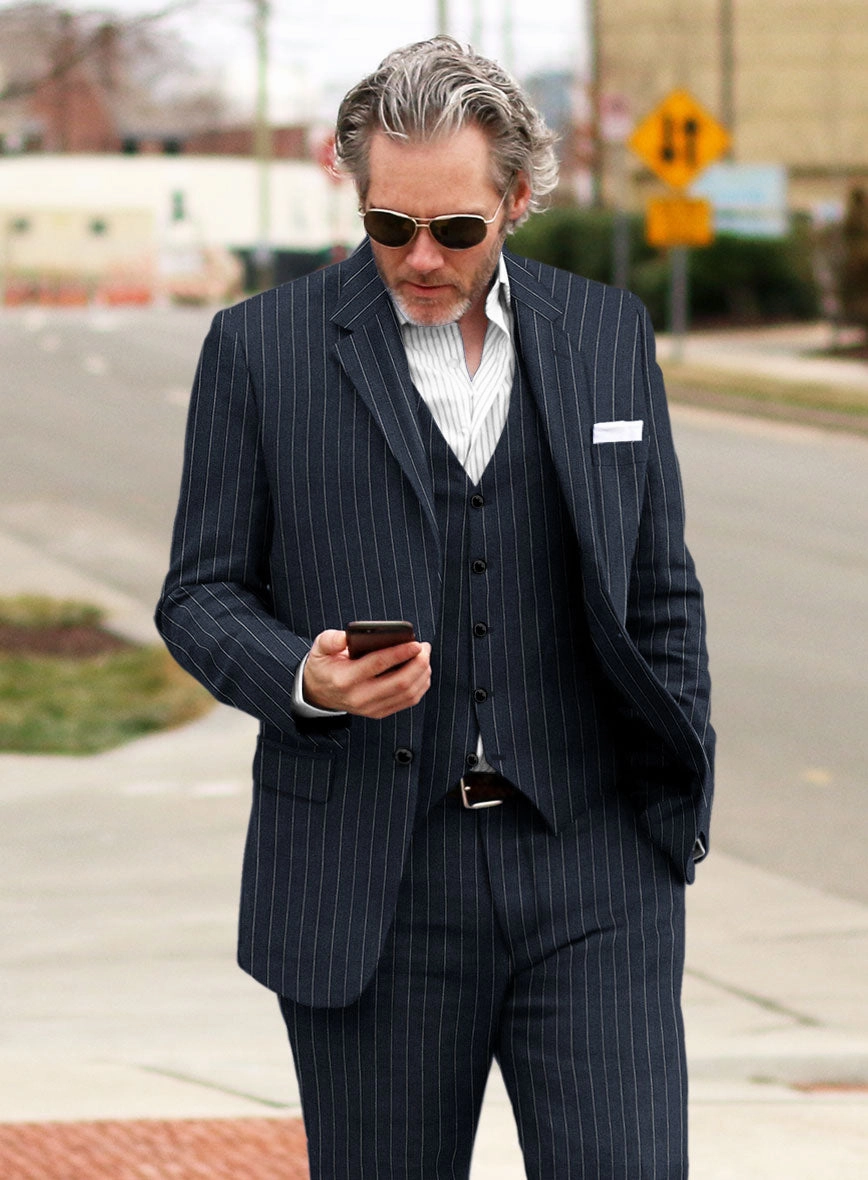 Solbiati Dark Blue Stripe Linen Suit