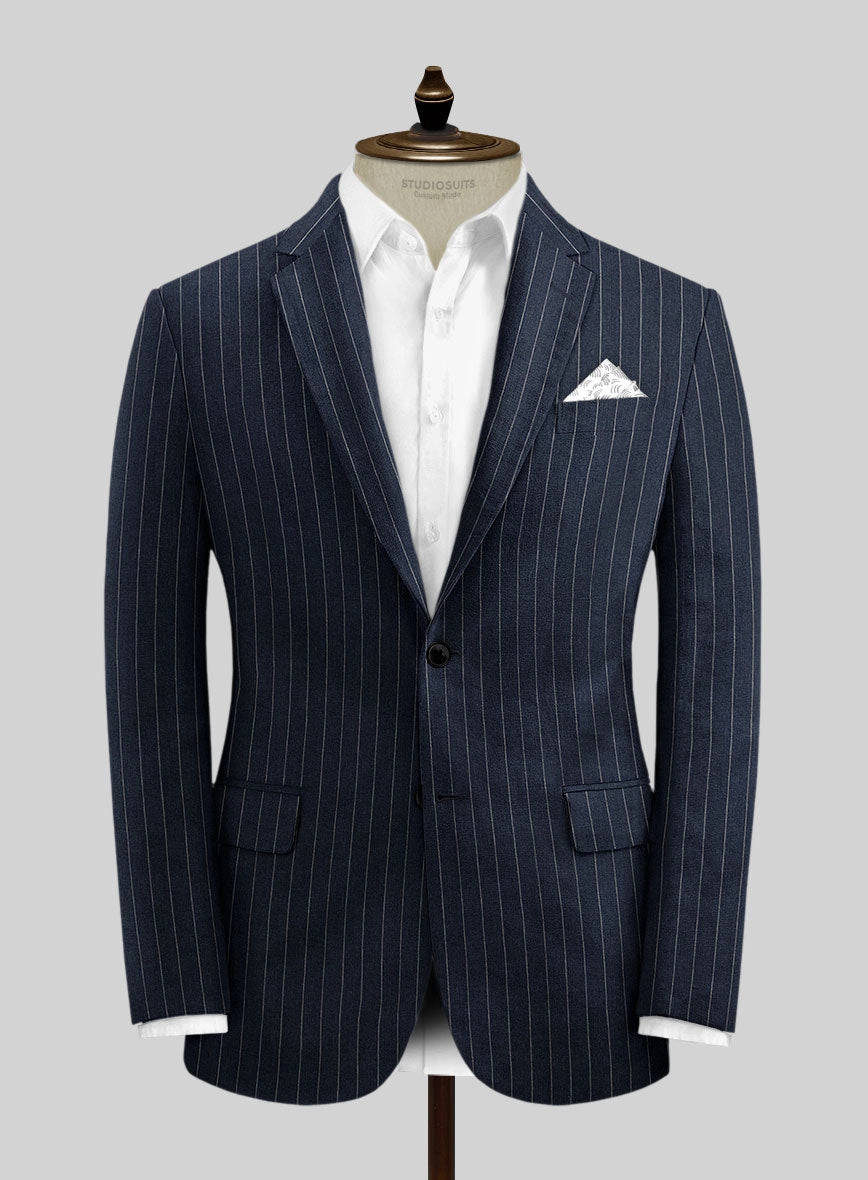 Solbiati Dark Blue Stripe Linen Suit