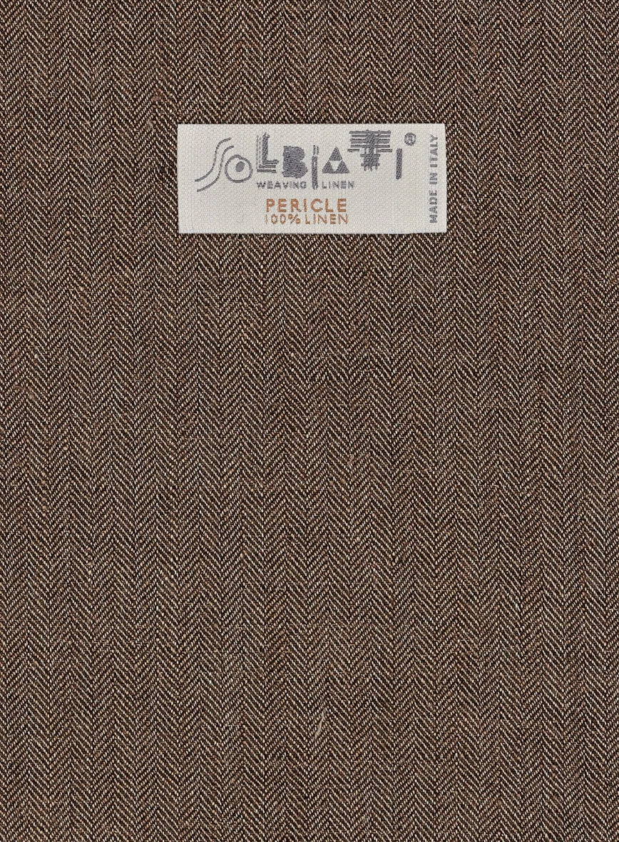 Solbiati Dark Brown Herringbone Linen Suit