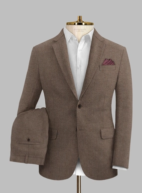 Solbiati Dark Brown Herringbone Linen Suit