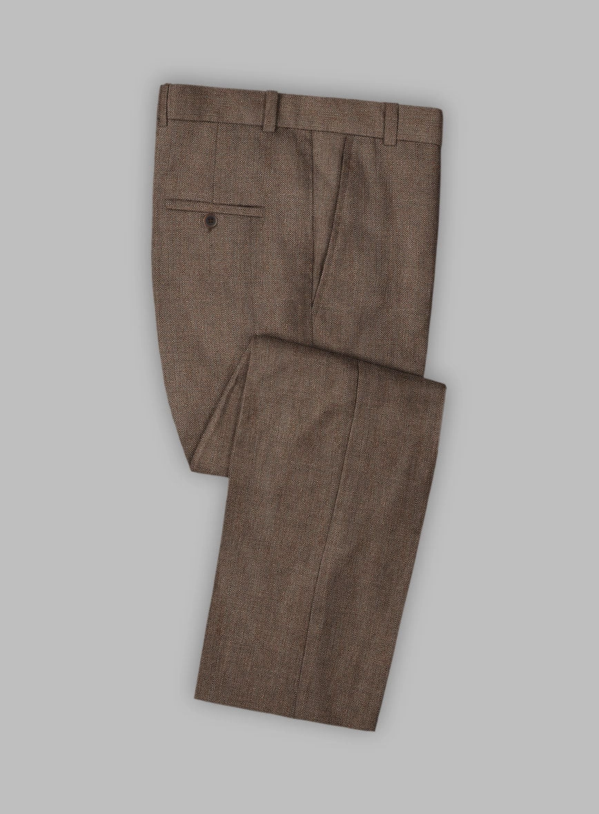 Solbiati Dark Brown Herringbone Linen Suit