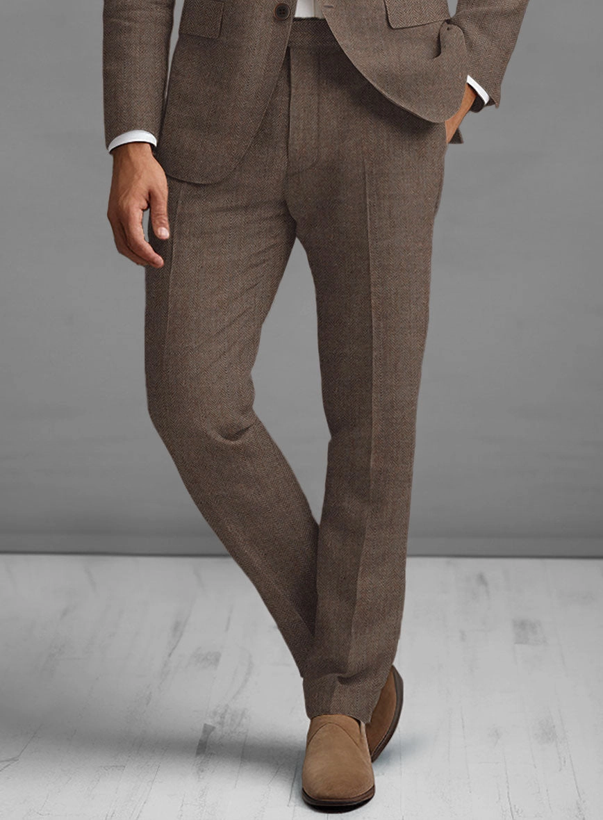 Solbiati Dark Brown Herringbone Linen Suit