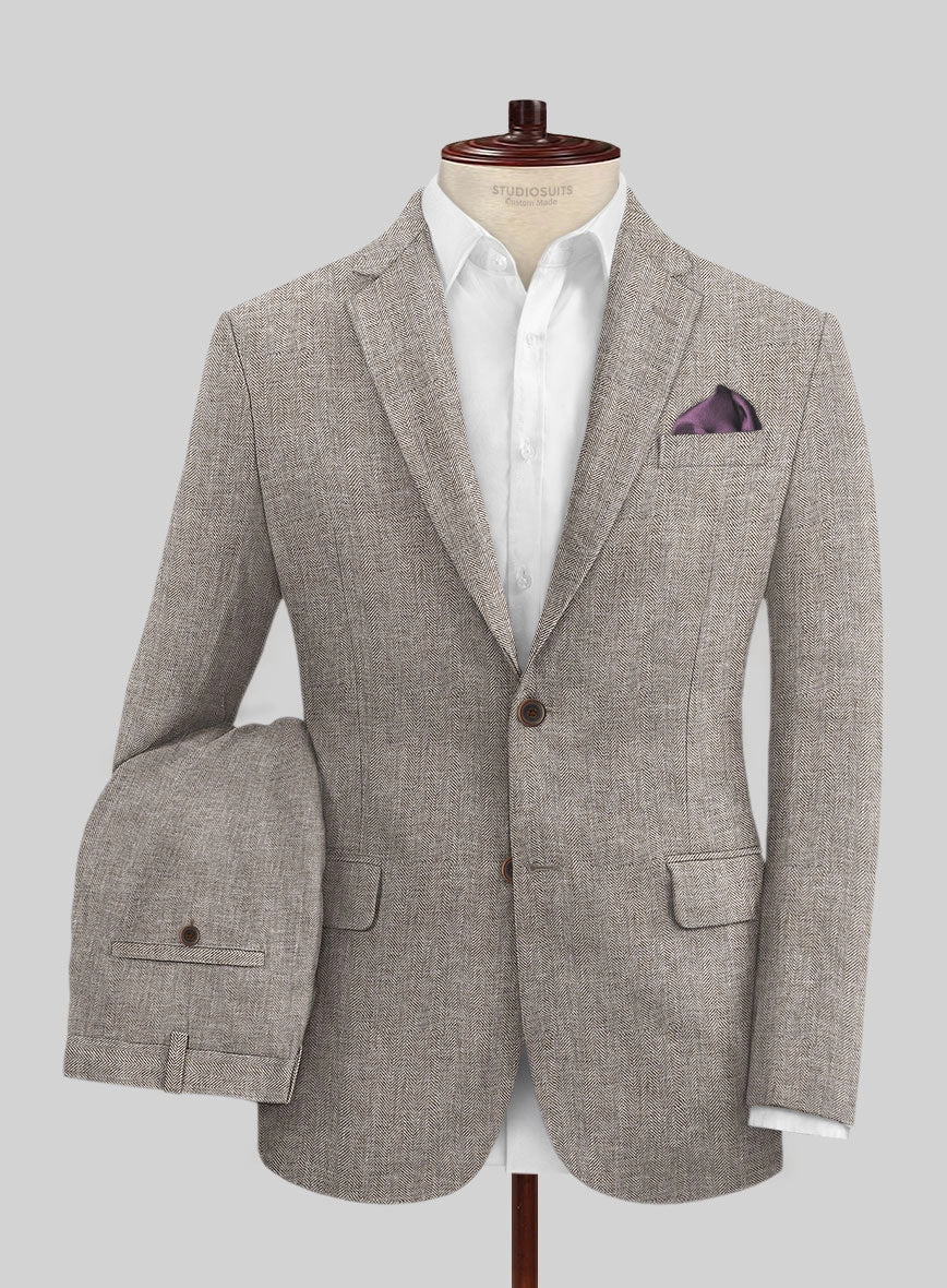 Solbiati Herringbone Brown Linen Suit