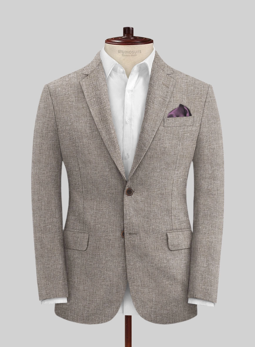 Solbiati Herringbone Brown Linen Suit