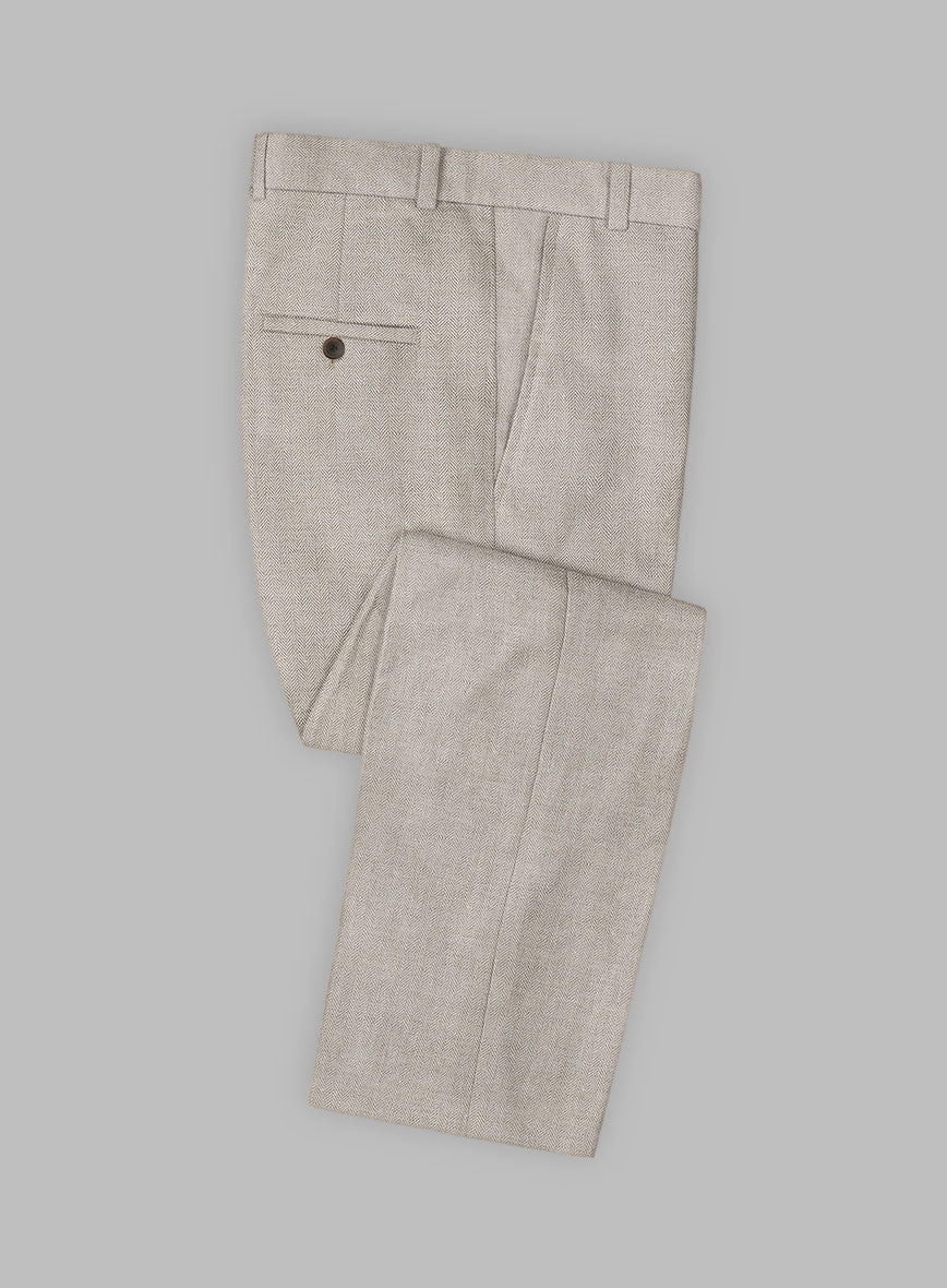 Solbiati Light Brown Herringbone Linen Suit