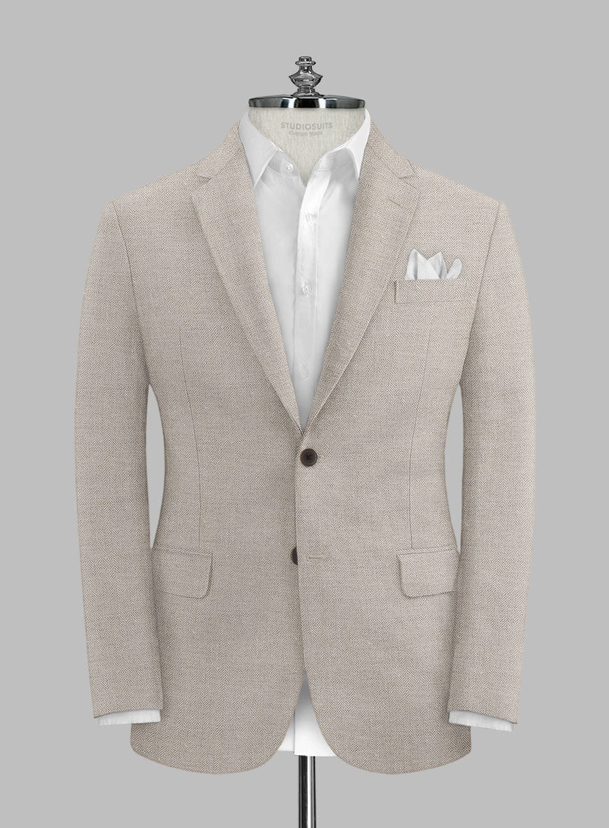 Solbiati Light Brown Herringbone Linen Suit