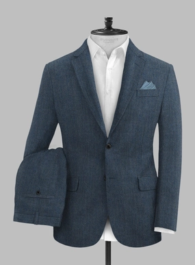 Solbiati Mid Blue Herringbone Linen Suit