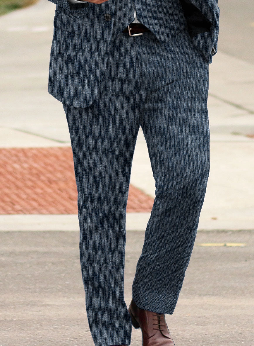 Solbiati Mid Blue Herringbone Linen Suit