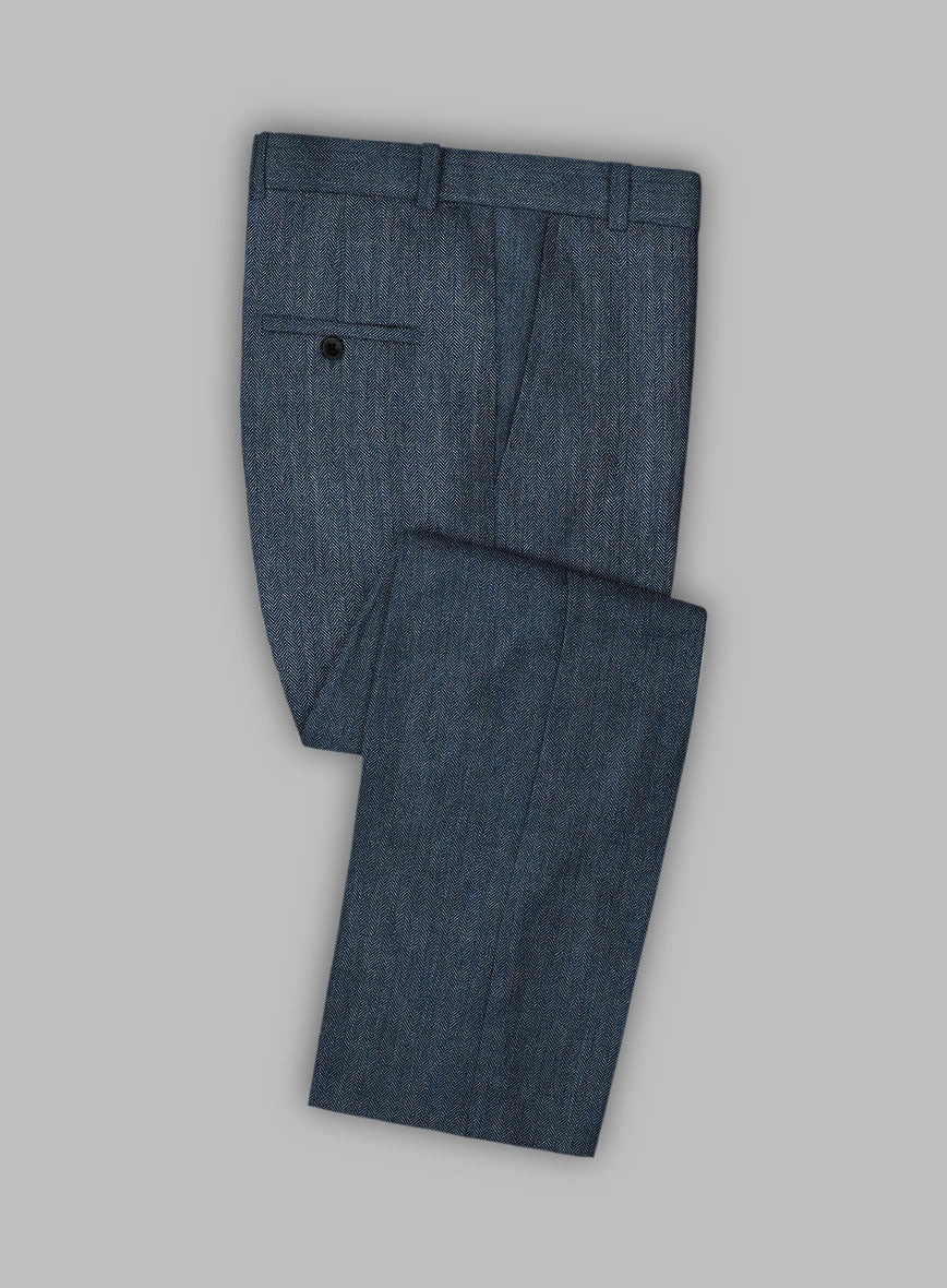 Solbiati Mid Blue Herringbone Linen Suit