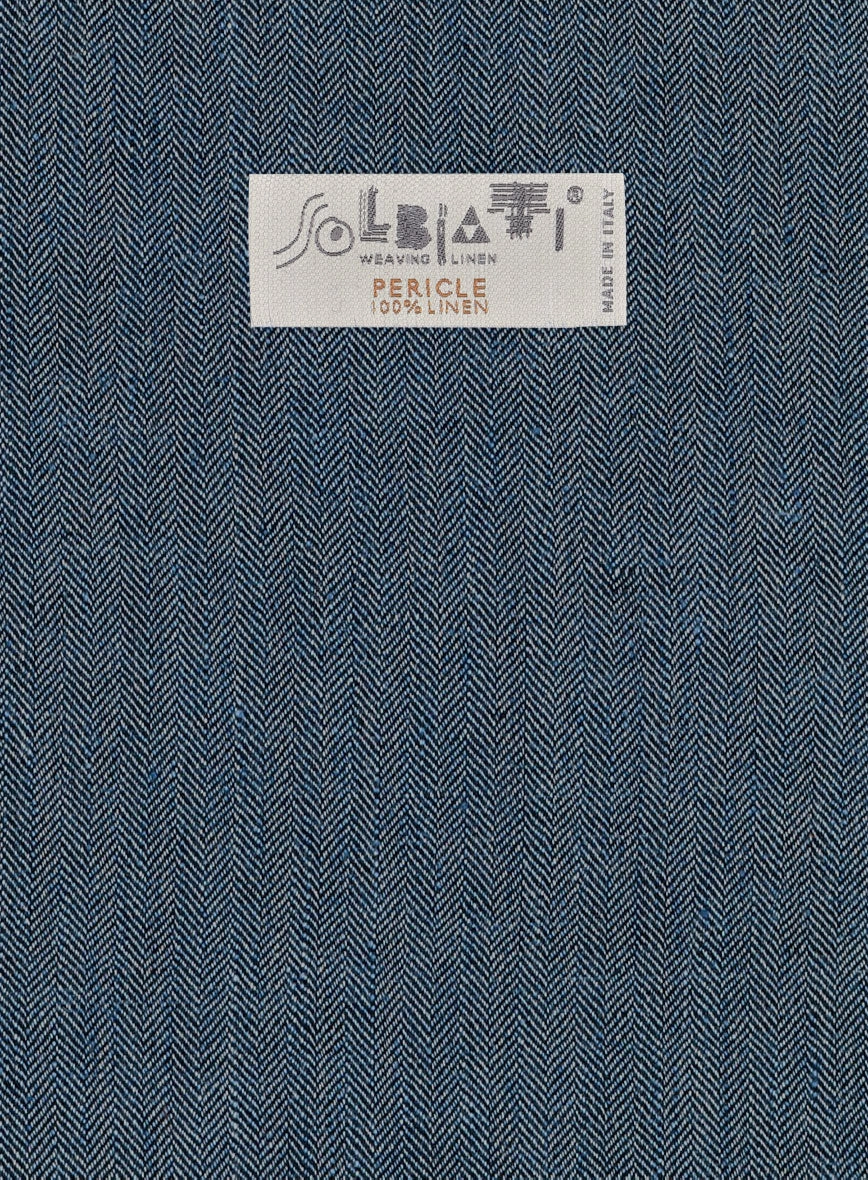 Solbiati Mid Blue Herringbone Linen Suit