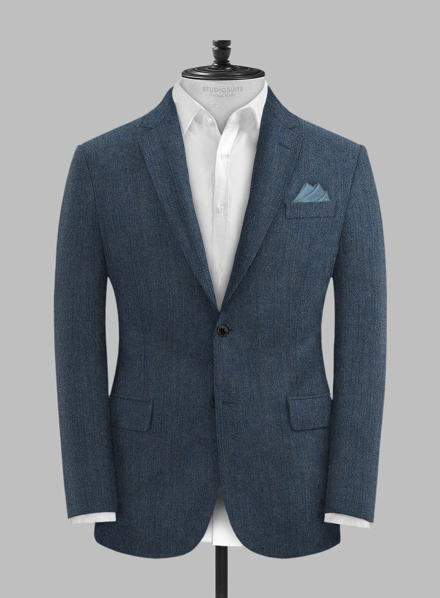 Solbiati Mid Blue Herringbone Linen Suit