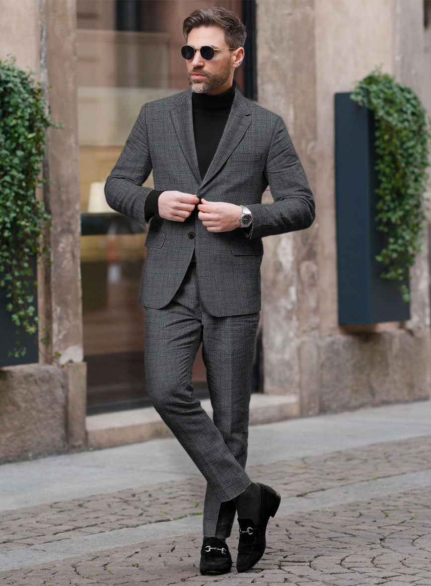 Solbiati Slate Blue Glen Linen Suit