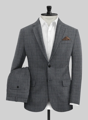 Solbiati Slate Blue Glen Linen Suit