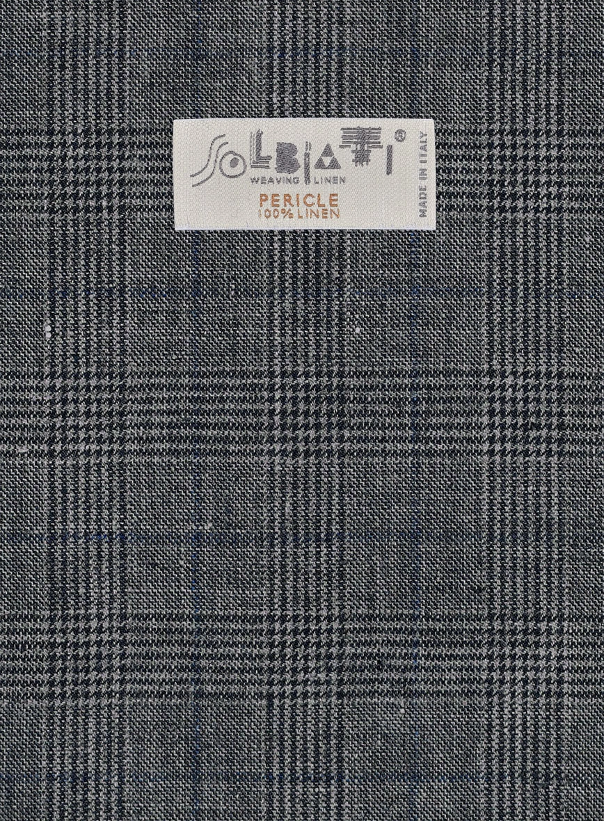 Solbiati Slate Blue Glen Linen Suit