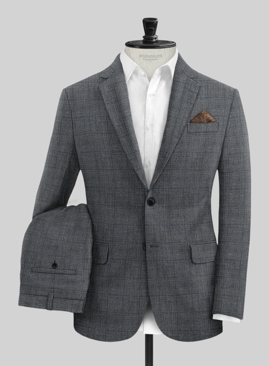 Solbiati Slate Blue Glen Linen Suit