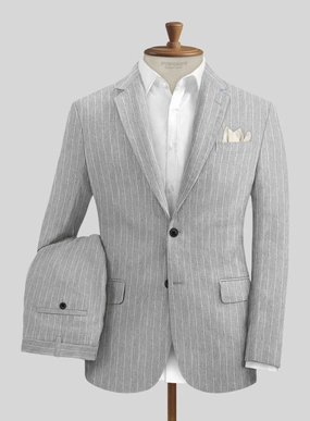 Solbiati Stone Gray Stripe Linen Suit