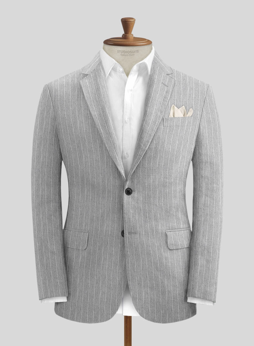 Solbiati Stone Gray Stripe Linen Suit