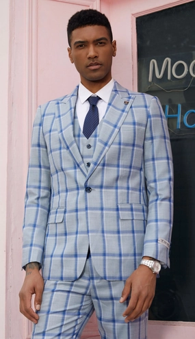 Stacy Adams SM139H1-BLU Mens Suit