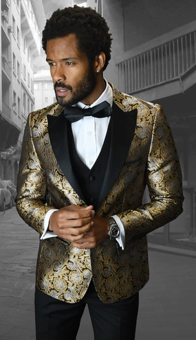 Statement  Bellagio-4-GLD Mens Suit