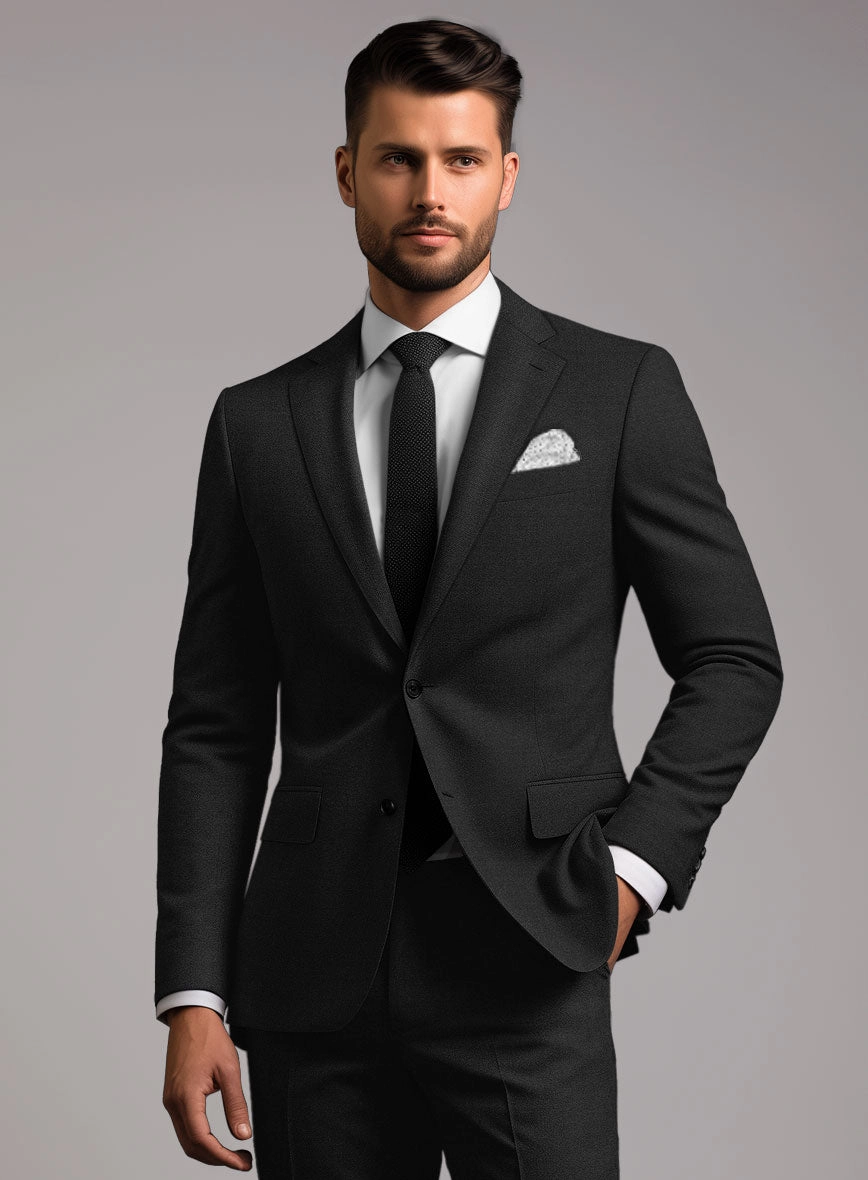 Stretch Black Wool Suit