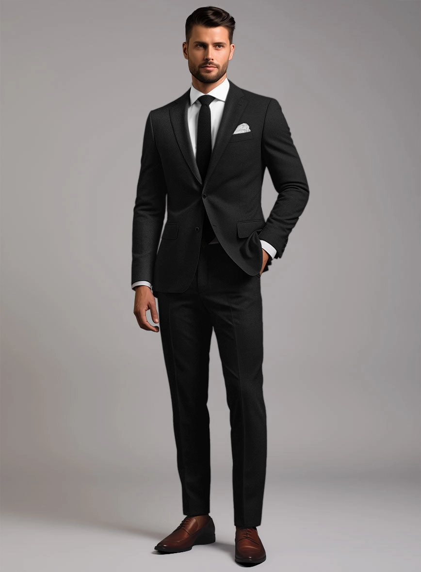 Stretch Black Wool Suit