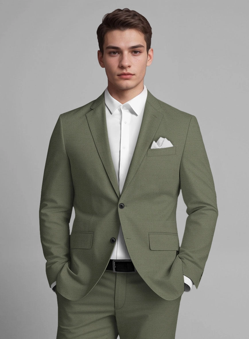 Stretch Summer Olive Green Chino Suit