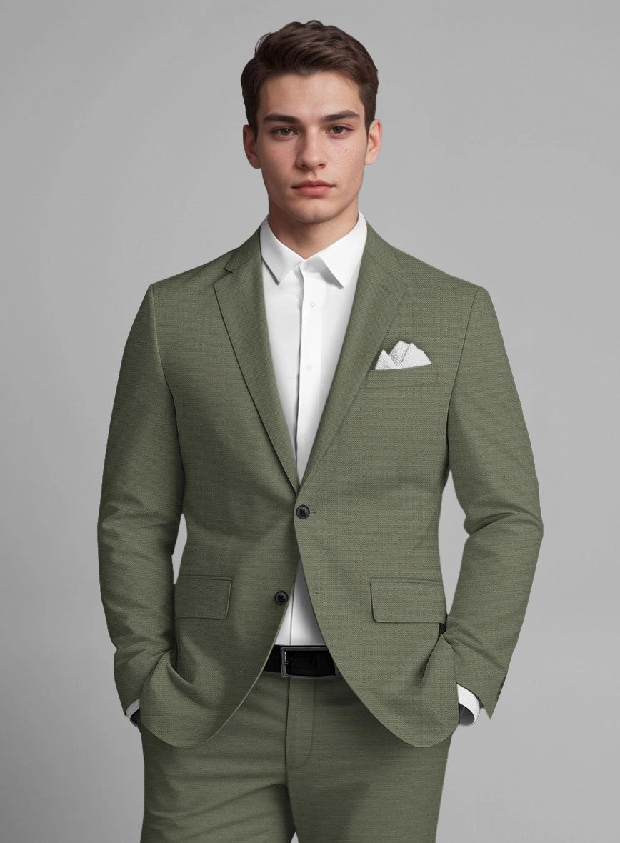 Stretch Summer Olive Green Chino Suit