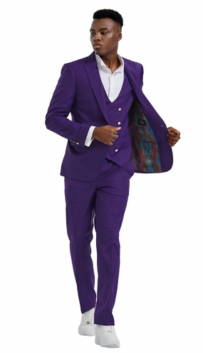 Tazzio M355SK-PUR Mens Suit
