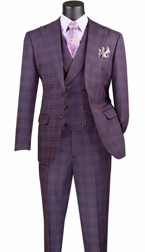 Vinci  MV2W-3-PUR Mens Suit