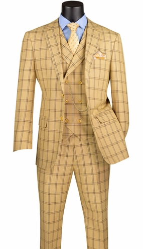 Vinci  MV2W-4-TAN Mens Suit