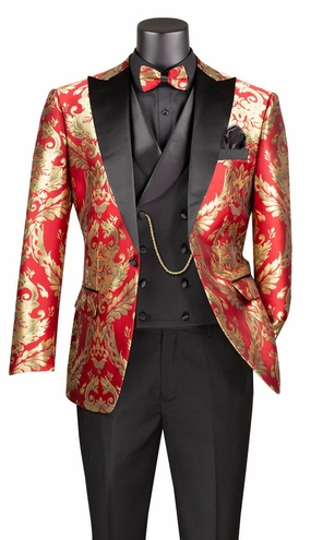 Vinci  MVJQ-1-RED  Mens Suit