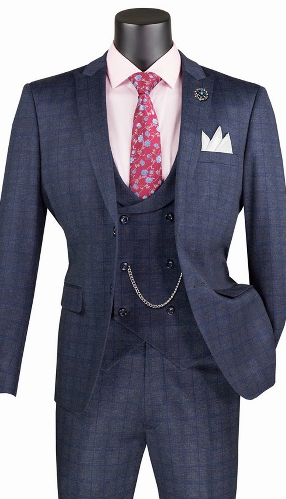 Vinci  SV2W-8-NVY Mens Suit