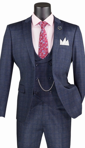 Vinci  SV2W-8-NVY Mens Suit