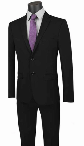 Vinci  USDX-1-BLK Mens Suit