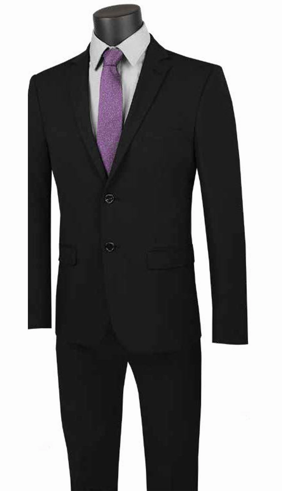 Vinci  USDX-1-BLK Mens Suit