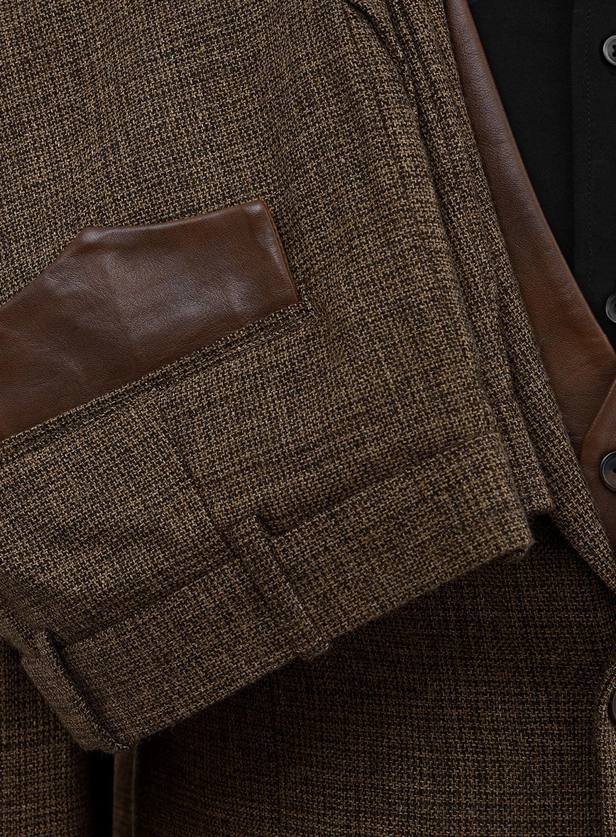 Vintage Glasgow Brown Tweed Suit - Leather Trim
