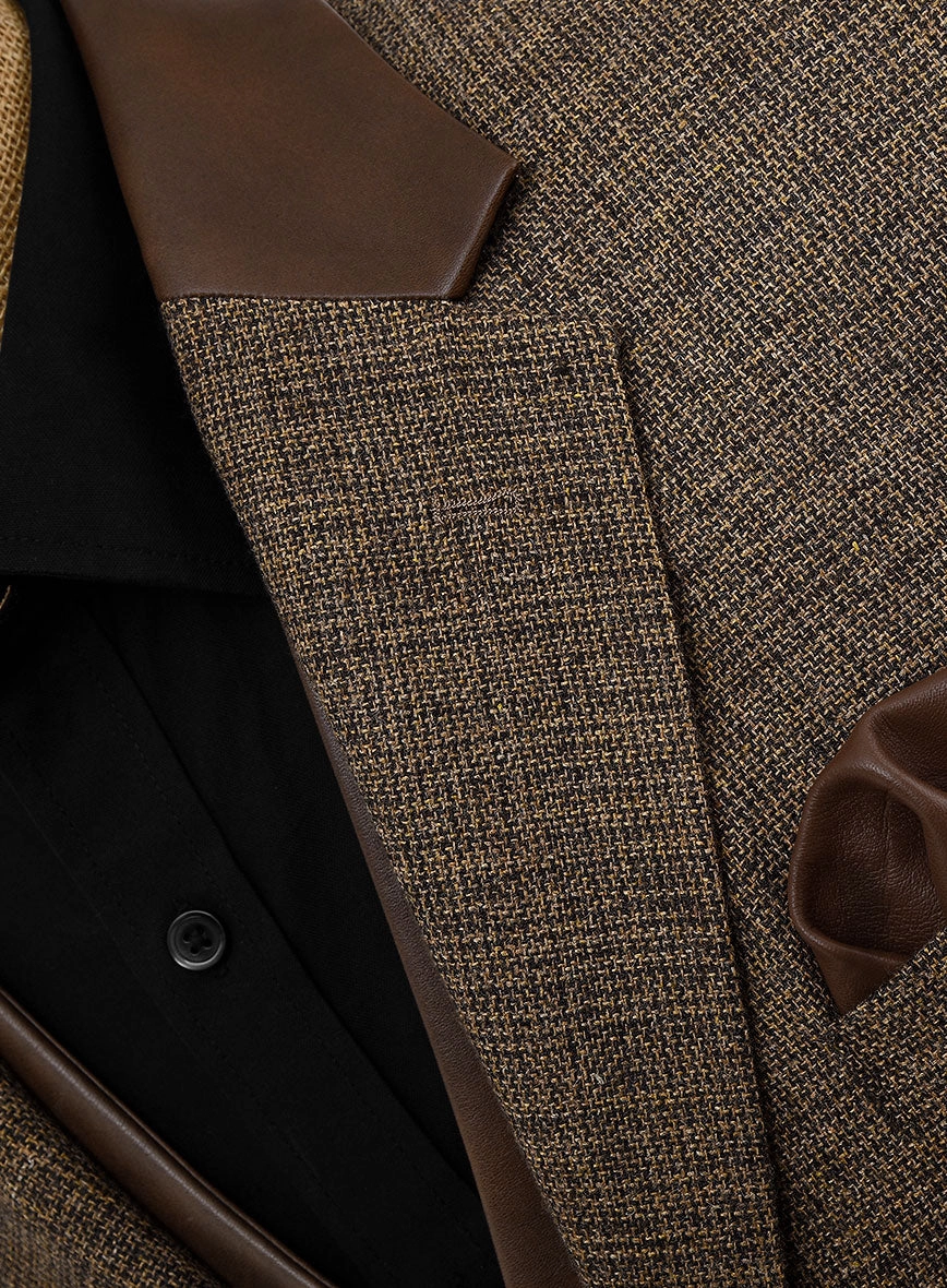 Vintage Glasgow Brown Tweed Suit - Leather Trim