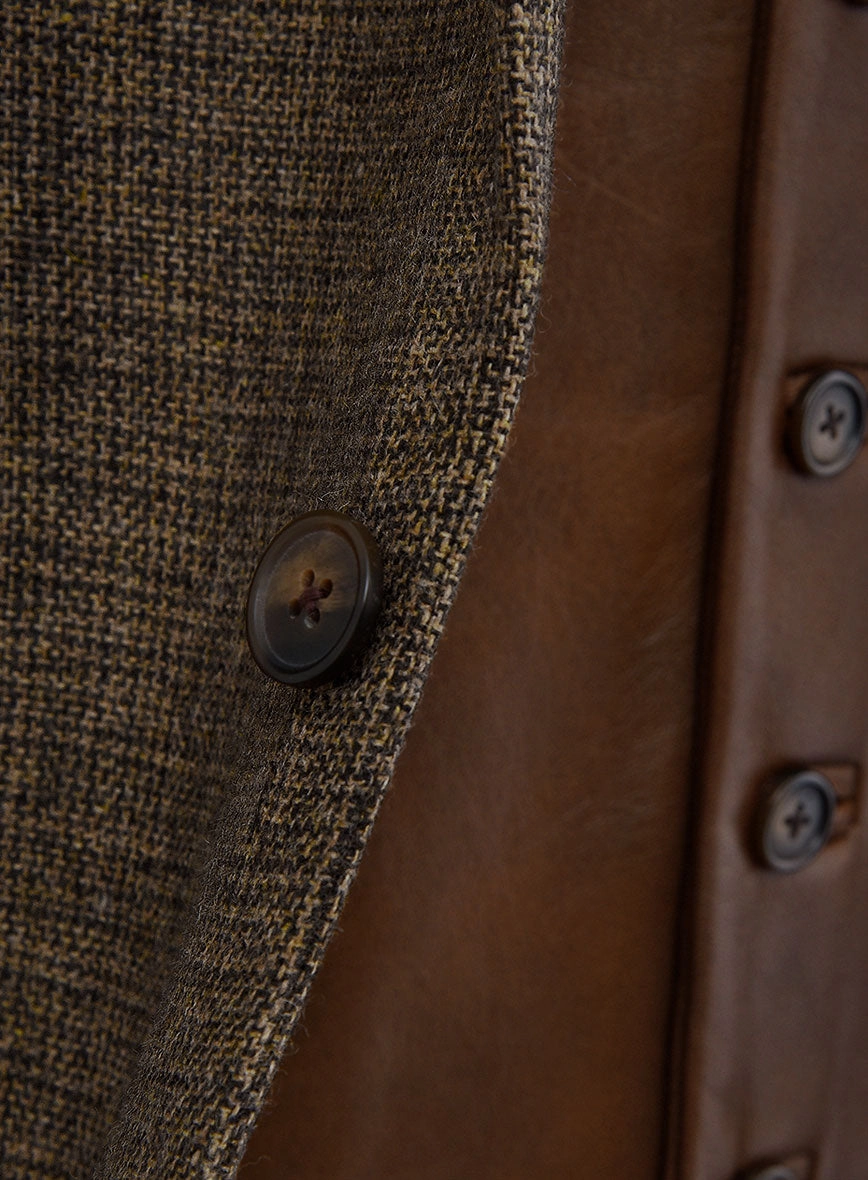 Vintage Glasgow Brown Tweed Suit - Leather Trim